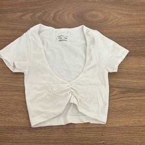 Urban Outfitters Gray Tie Front Crop T-Shirt